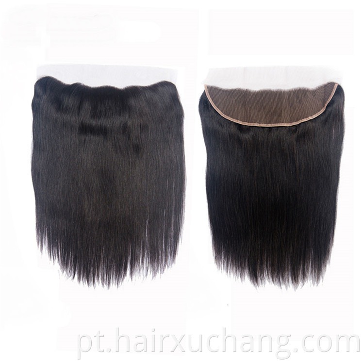 Extensões de cabelo indiano retas no atacado 9A Grade 100 % Human Hair Pacéis com fechamento frontal de renda